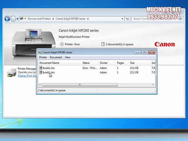 Xóa tài liệu chờ in máy Canon đơn giản khi sử dụng Win 7